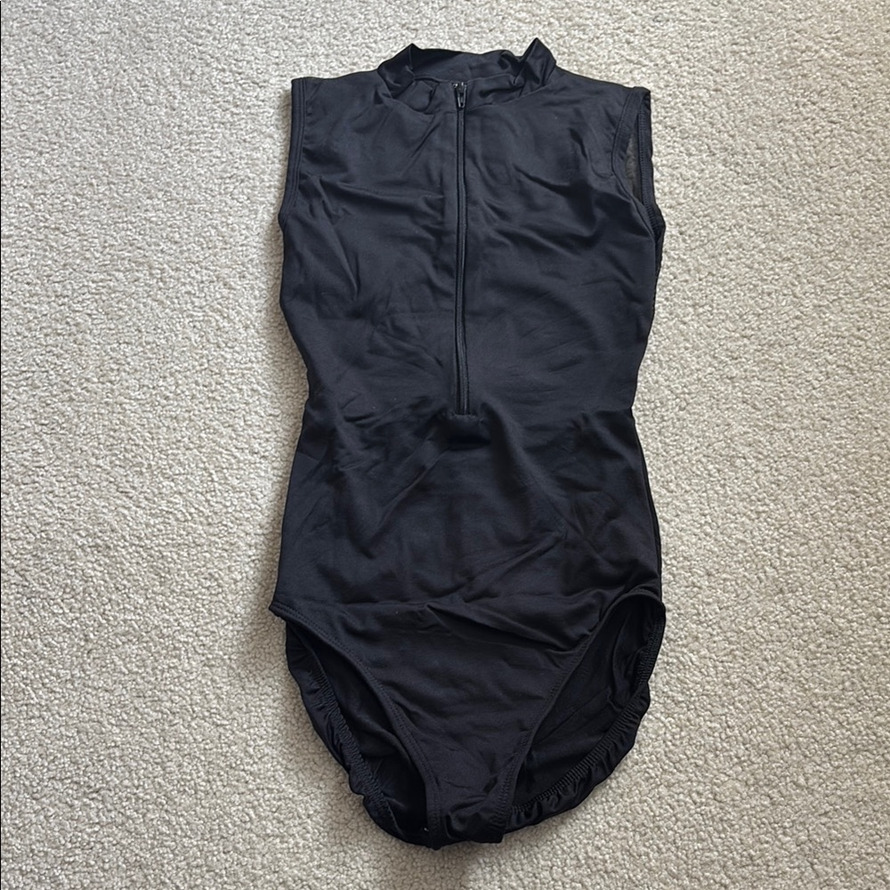 EUROTARD black zip-front leotard - size small